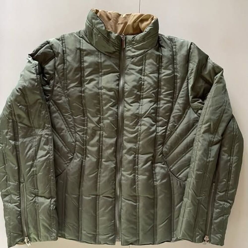 Women’s Large Anne Klein Green / Beige Reversible Lightweight Down Jacket